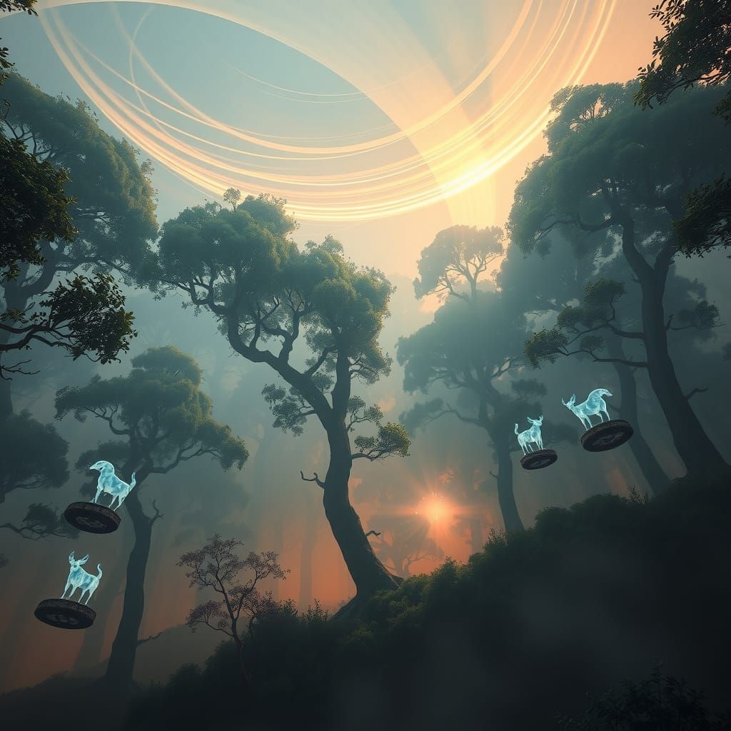 Surreal Forest in Ethereal Mist: Cinematic Lighting