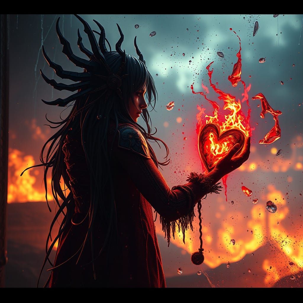 Burning Heart in Fantastical Flames