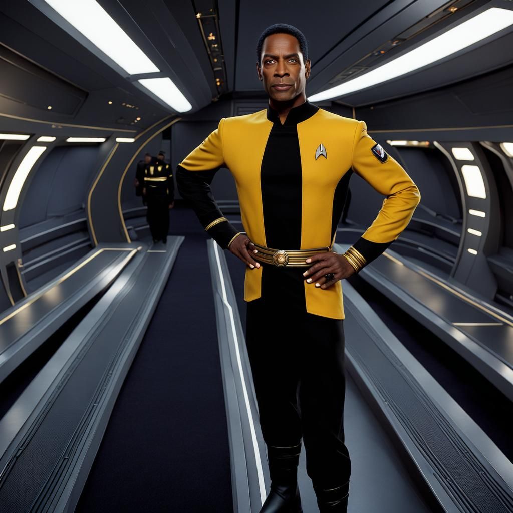 Tim Russ as Star Trek Voyager's Vulcan Security Officer Tuvok on USS Voyager.