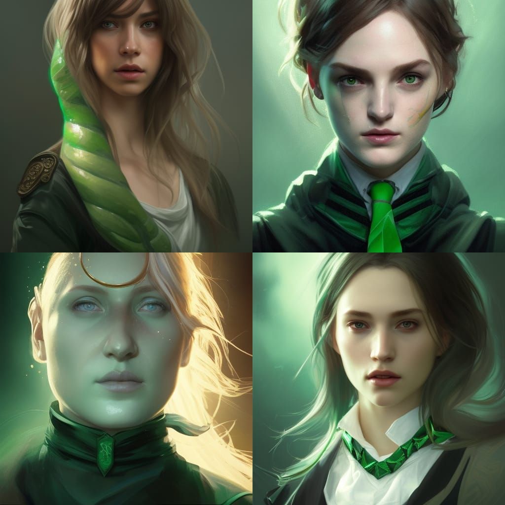 Detailed Slytherin Portrait in Art Nouveau Style