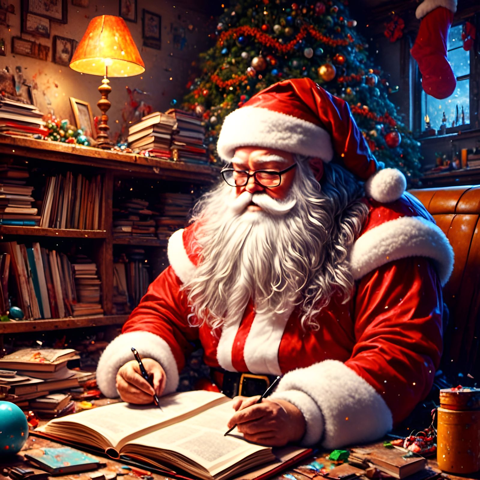 Cartoon Santa Illustration in Graffiti Style