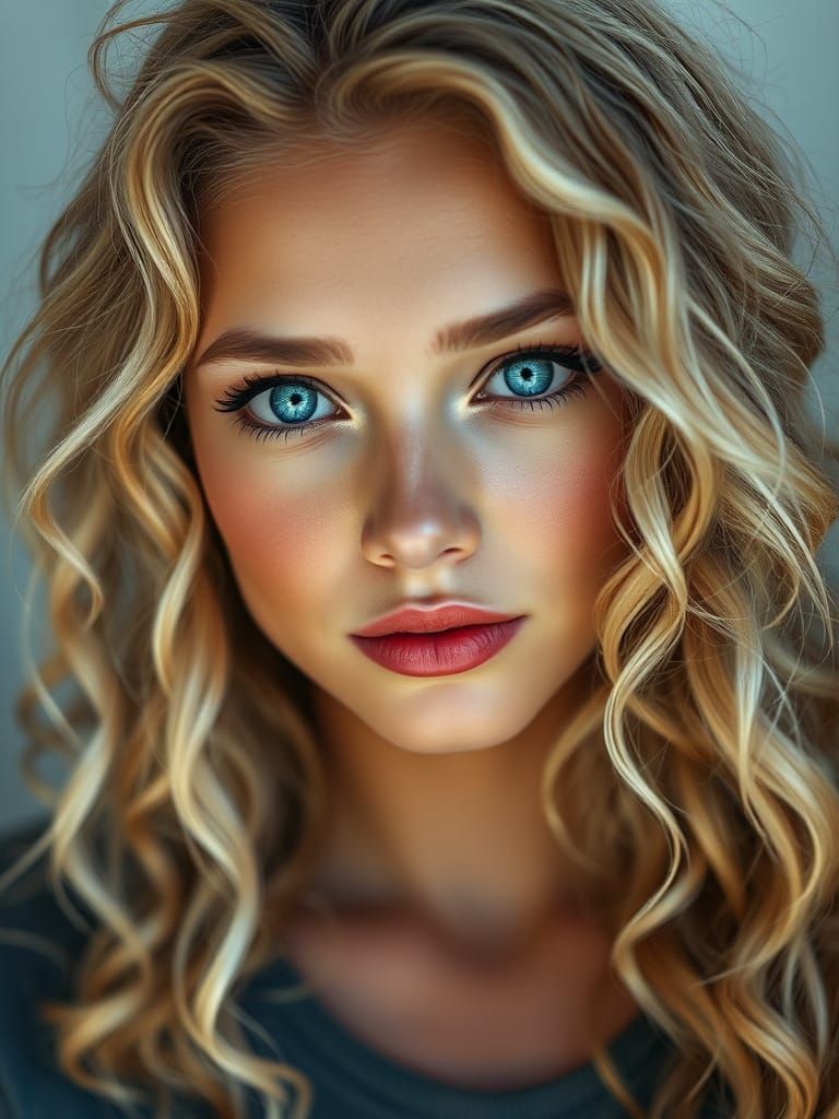 Realistic Portrait of a Captivating Blonde Woman