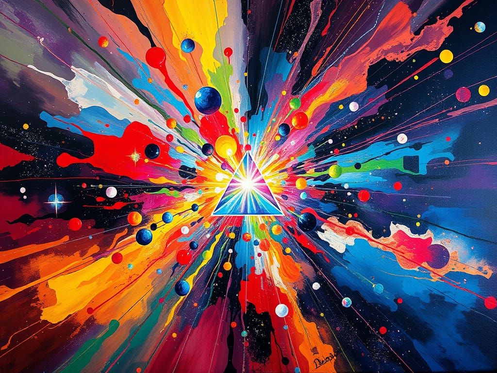 Celestial Explosion Through Prism: Abstract Expressionist St...