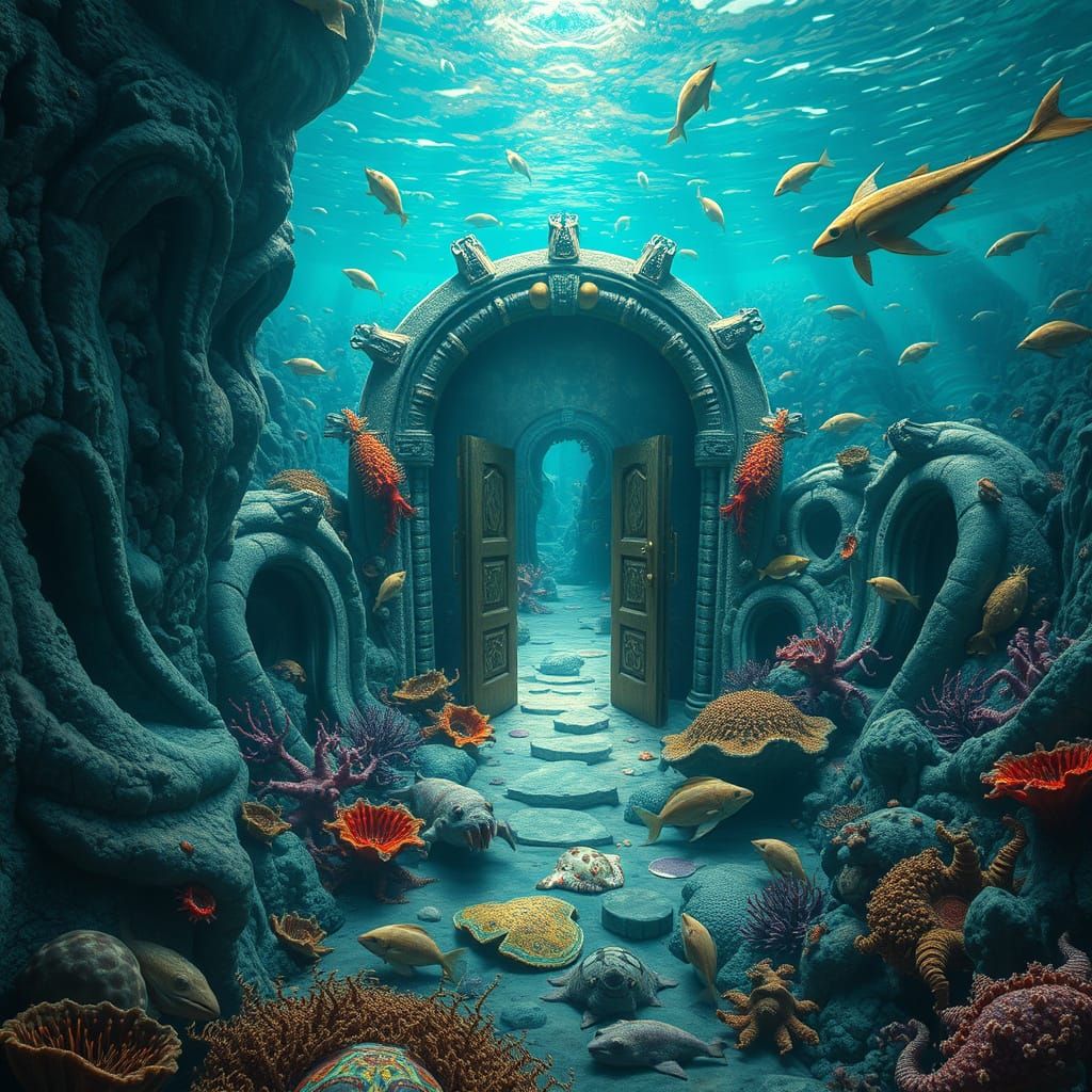 Underwater Fantasy: Ocean Floor Doors in Digital Art