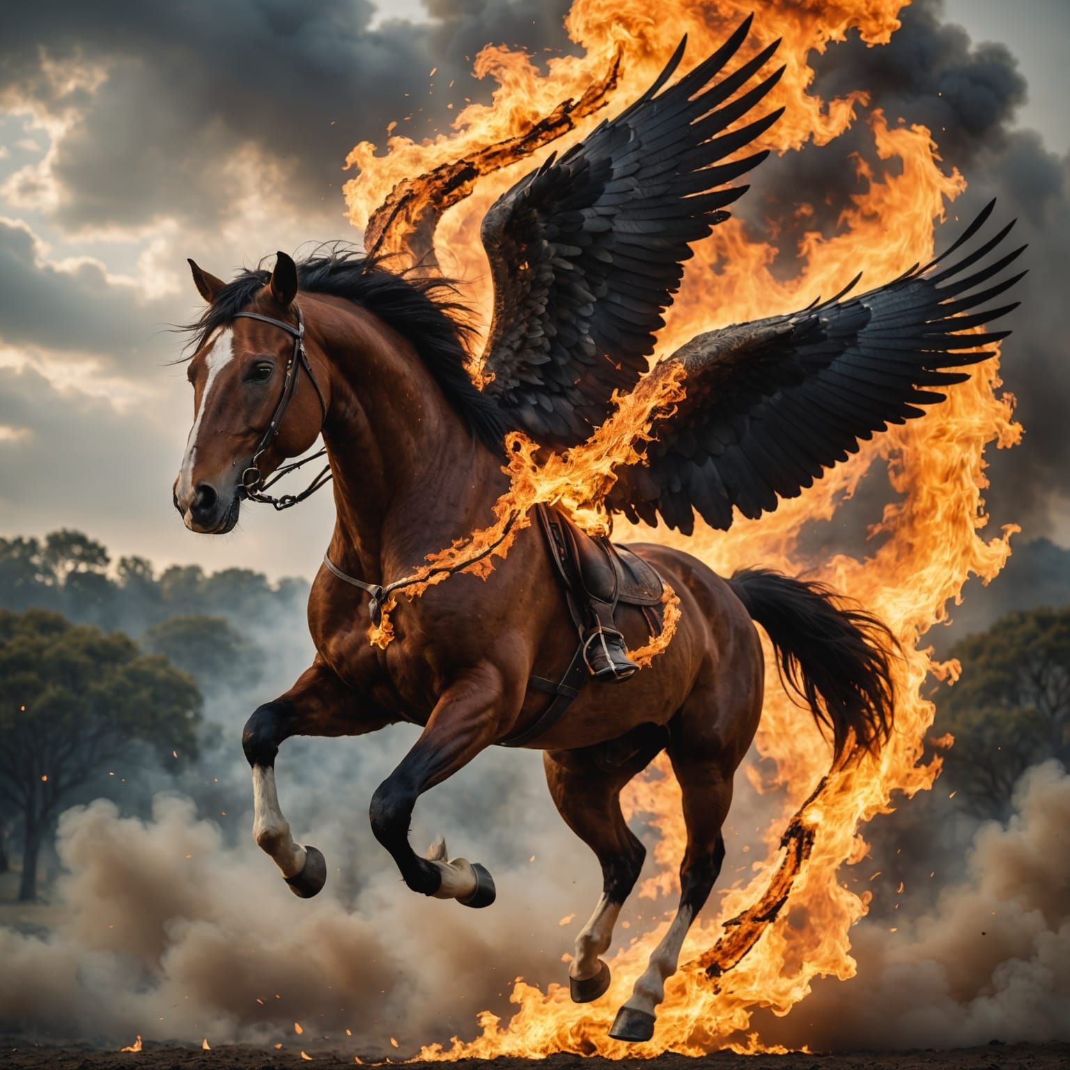 Mythic Horse Soars Through Flames