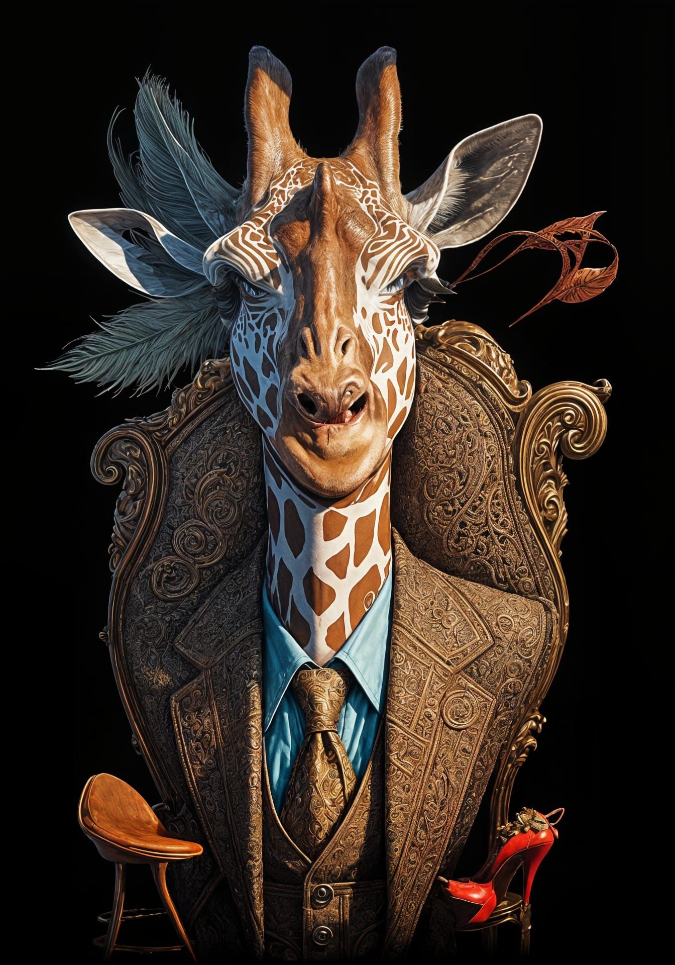 Giraffe-Chair Hybrid in Pop Art Style