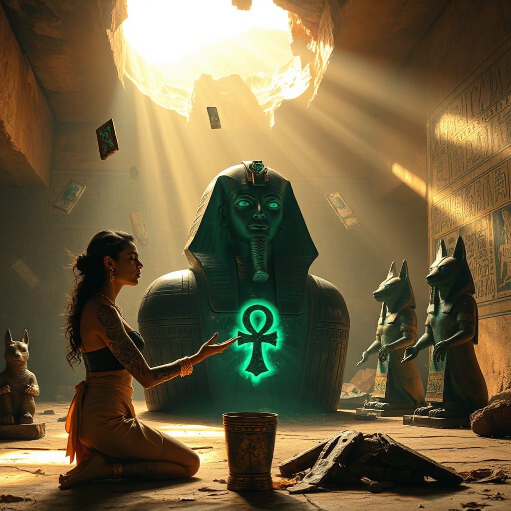 Ancient Tomb of Osiris Awakens in a Glowing, Mystical Chambe...
