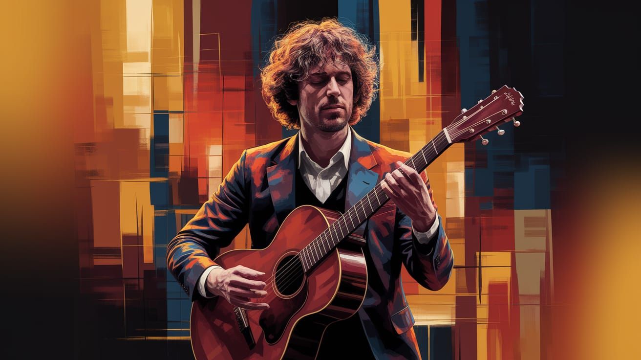 Abstract Expressionist Musician Portrait in Vibrant Colors