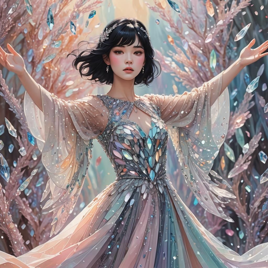 Girl in Crystal Dress Welcoming