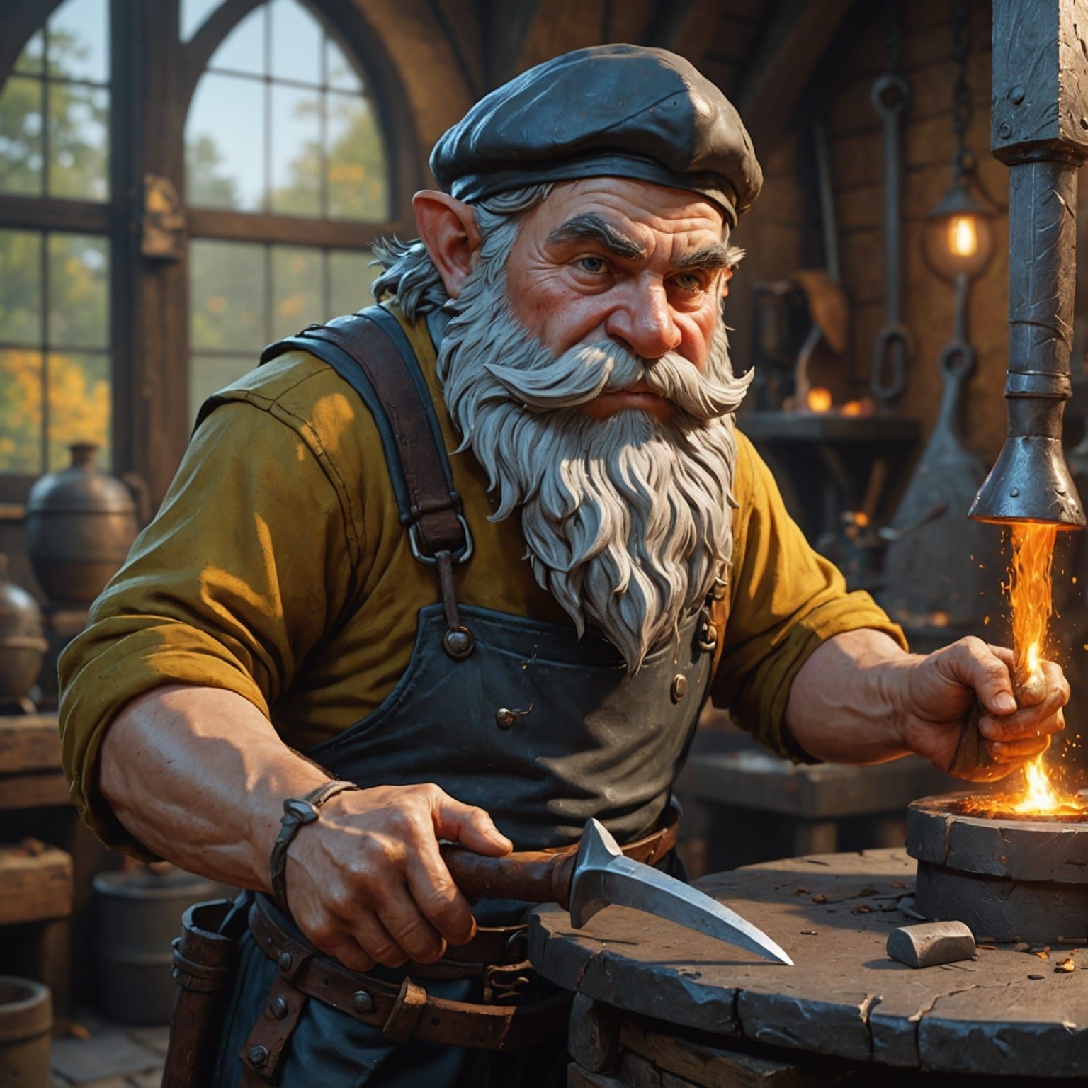Hyperrealistic Gnome Blacksmith Concept Art