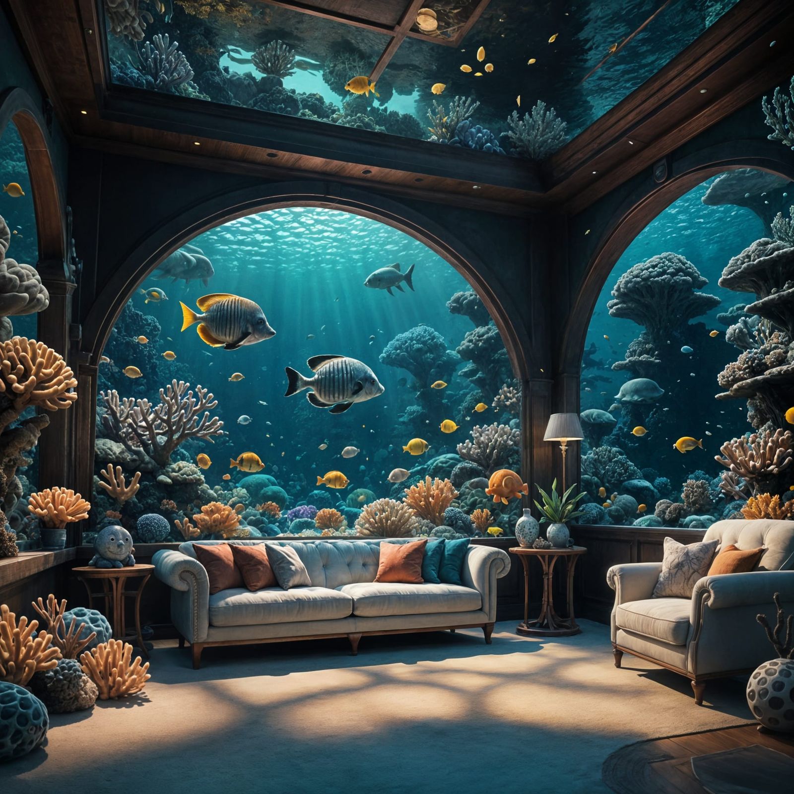 Cozy Underwater Lounge with Ocean View