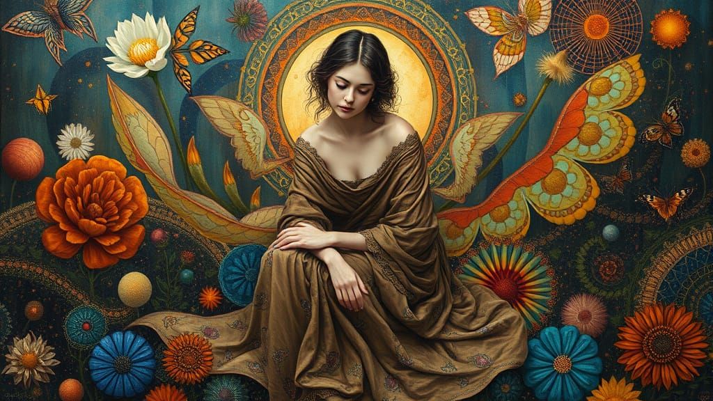 Enchanted Figure in Dreamlike Liminal World