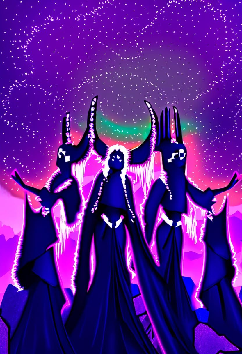 Mystical Tarot Card Illustration with Sword-Wielding Woman