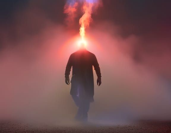 Ethereal Man in Smoke Halo: 8K Concept Art