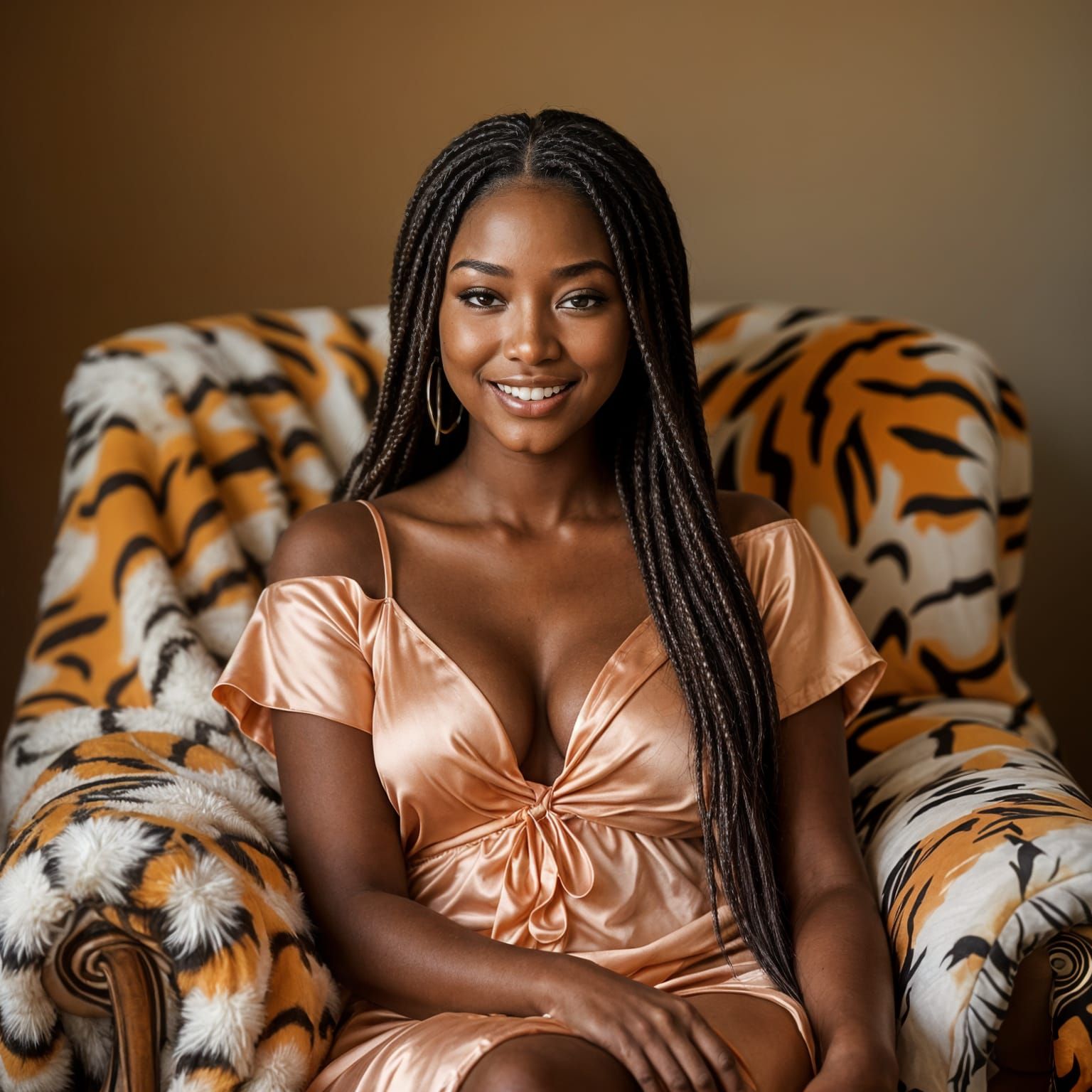 Plushed Tiger-patterned Chair