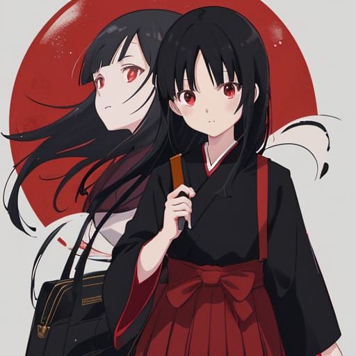 Anime Girl in Red Uniform, Ghibli Style