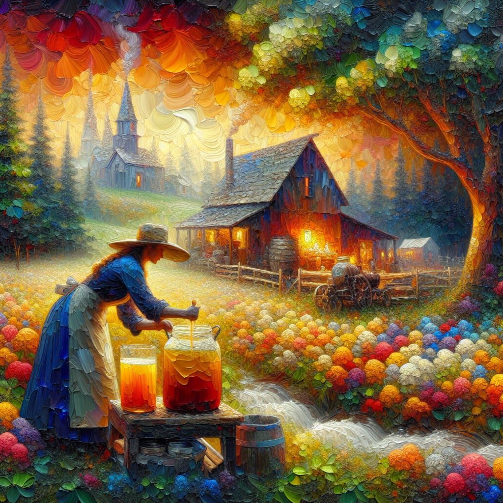 Pioneer Woman Brewing Cider at Dusk