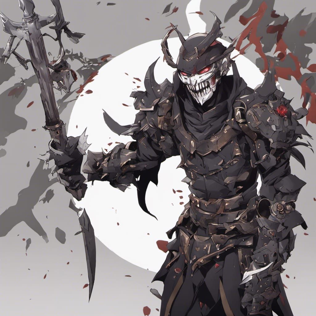 Evil Armored Man in Anime Style