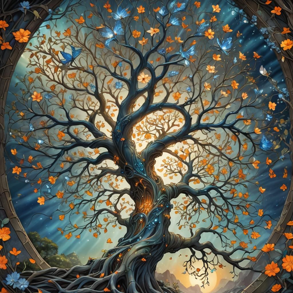 Tree of Life with Fairies: Fantasy Concept Art