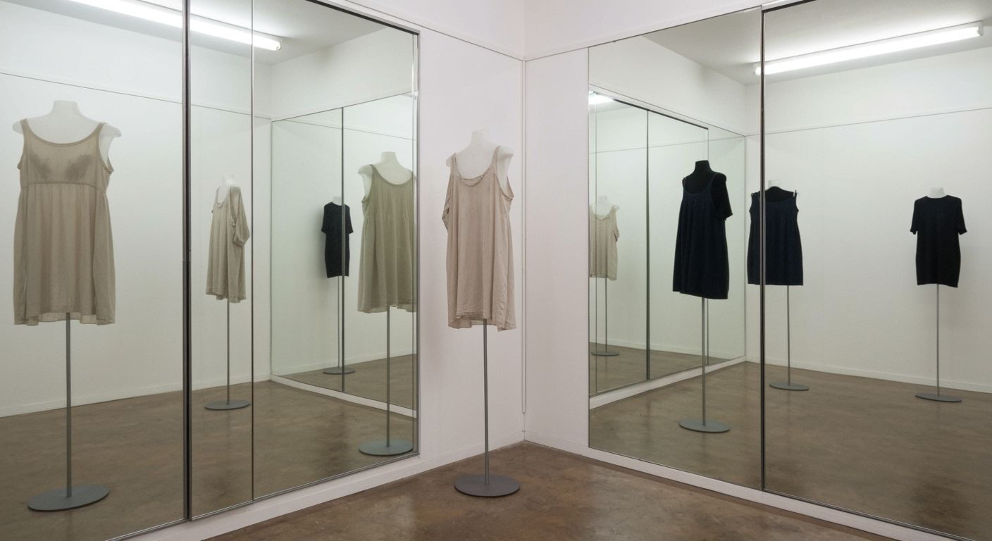 Haunting Mirrored Room in Outsider Art Style