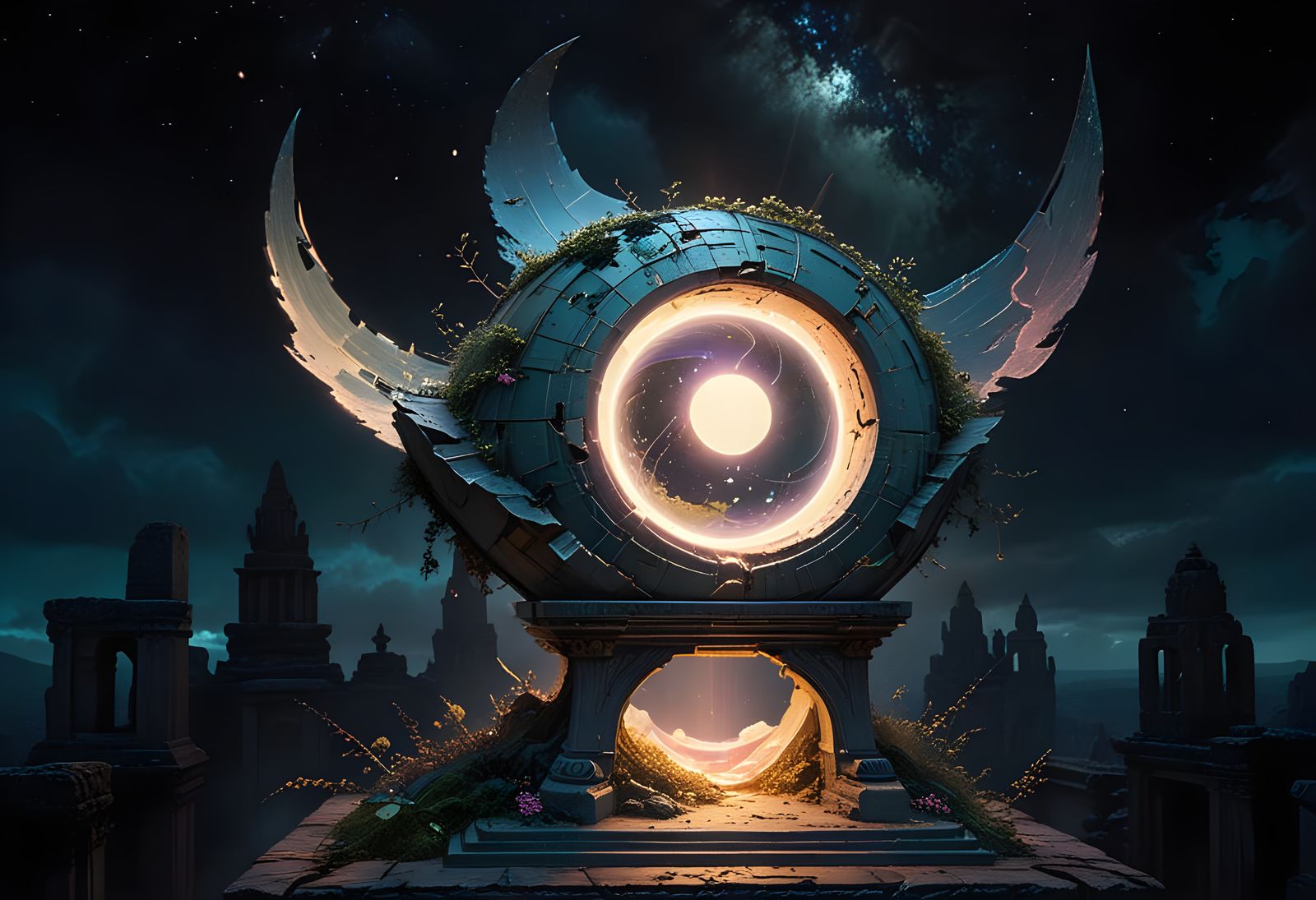Obsidian Egg Unveils Cosmic Data in Ruined Temple