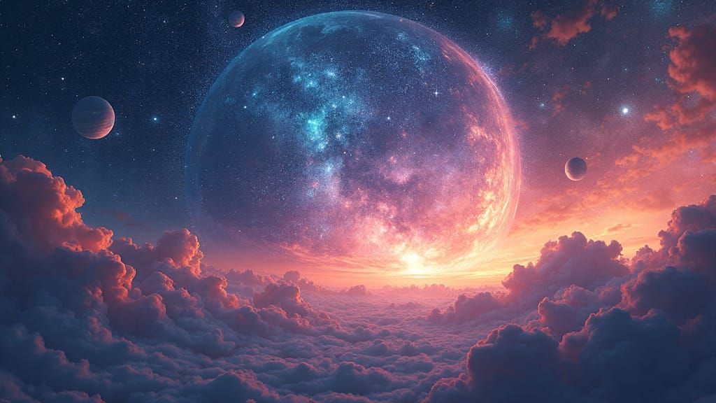 Surreal Futuristic Galaxy Unfolds in Vibrant Technicolor