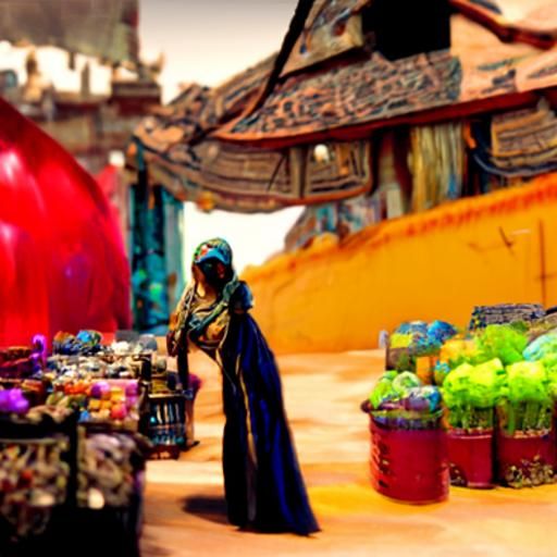 Girl in Arabian Marketplace: Detailed Fantasy Art