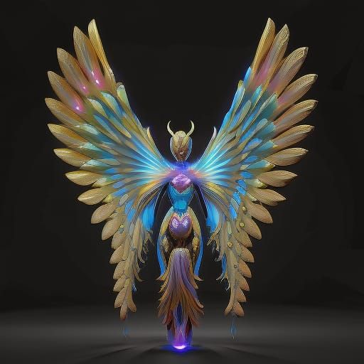 Robotic Angel in a Hyperdetailed Digital Art Style