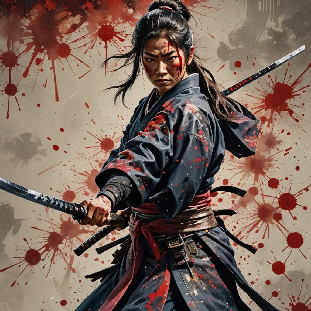 Fierce Female Samurai Ready for Battle