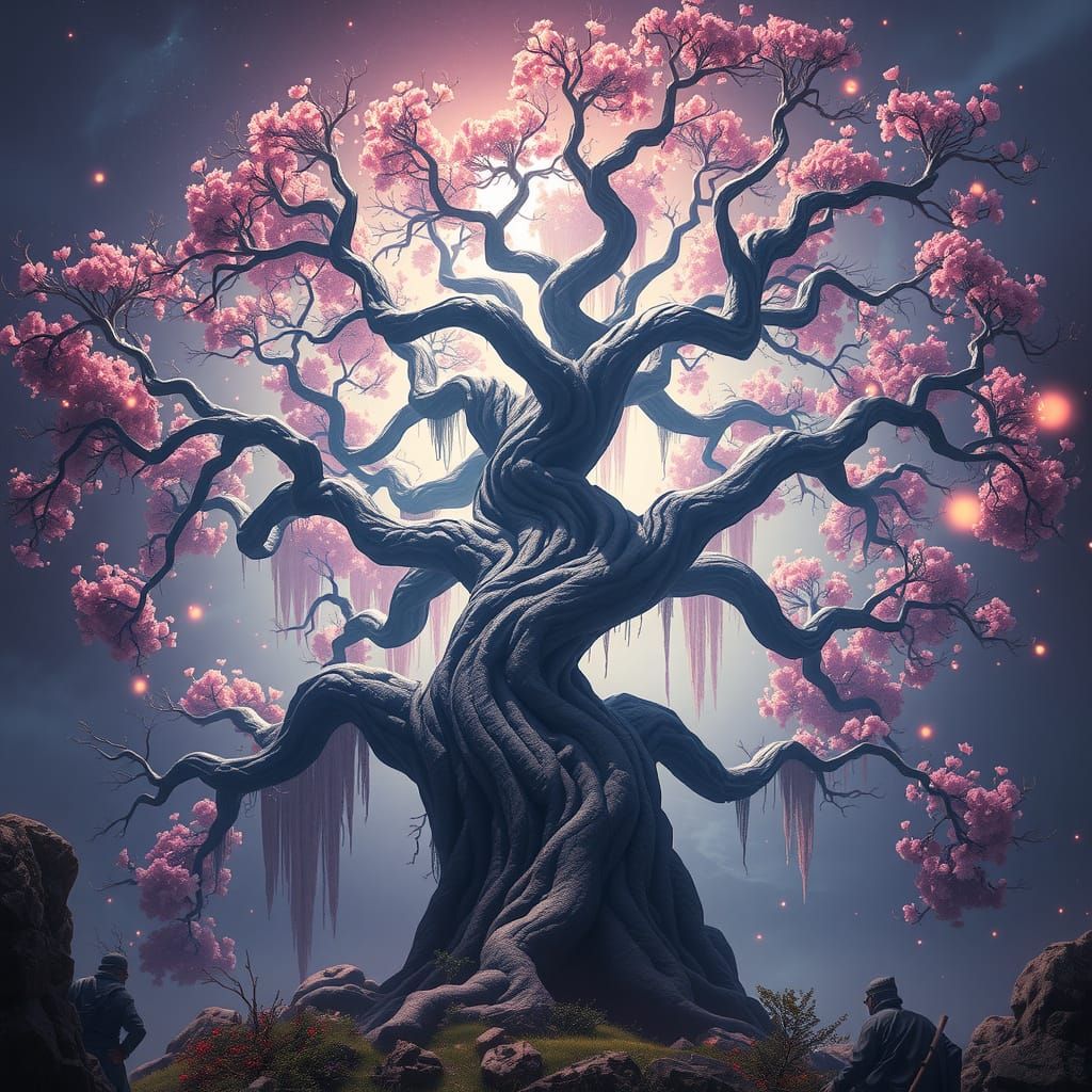 Ancient Tree in Mystic Dreamlike Landscape