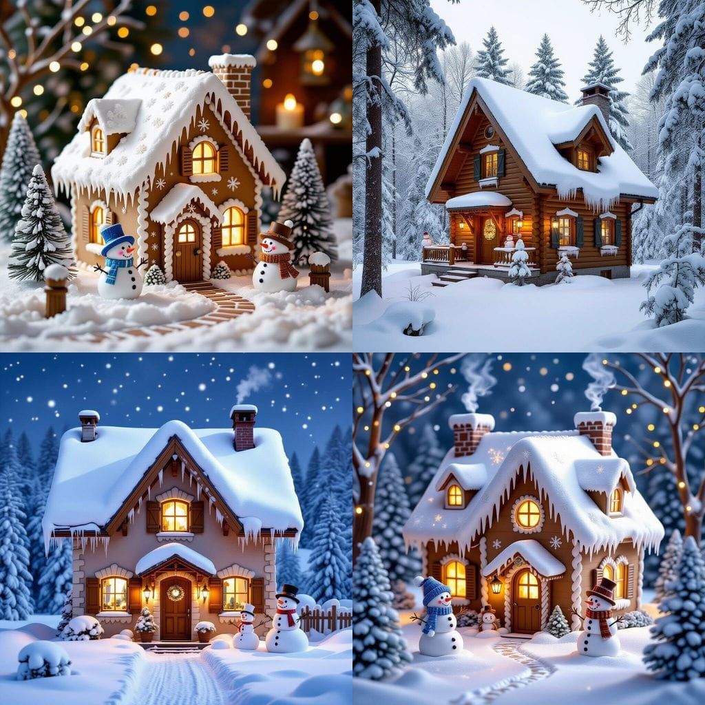 Enchanting Gingerbread House in Snowy Winter Wonderland