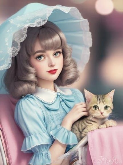 Cats in 50s Outfits in Candy Art Style