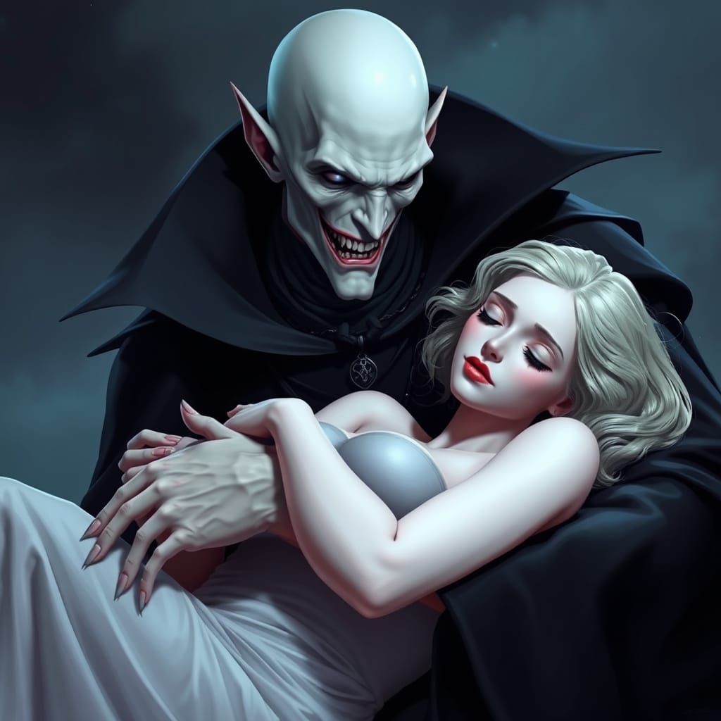 Mysterious Vampire Cradles Sleeping Beauty in Dark Fantasy S...