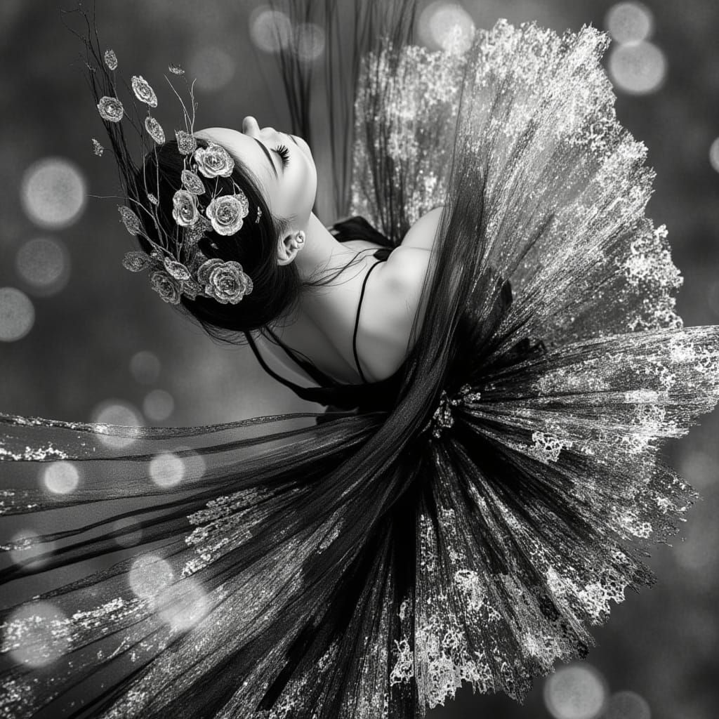 Ballerina Crafted from Lace with Fantastical Glitter