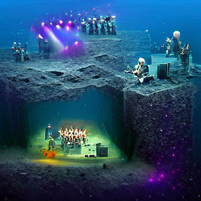 Underwater Rock Concert with Bioluminescent Lighting