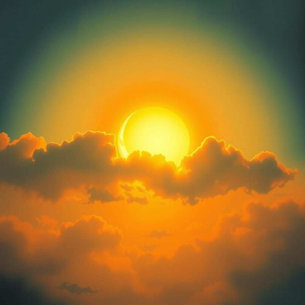 Moon Embracing Sun in a Dreamlike Celestial Dance