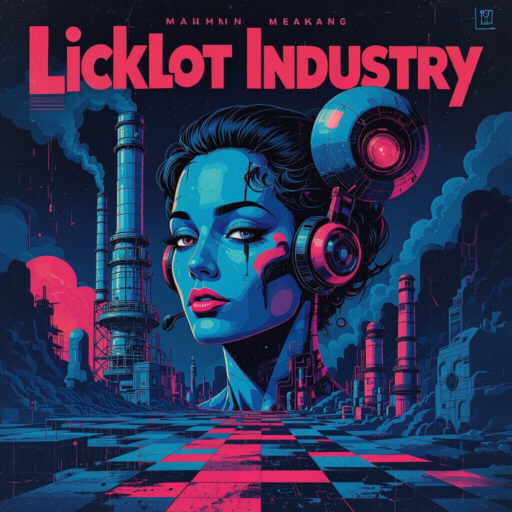 Licklot Industry Album Cover Art in Surreal Industrial Style