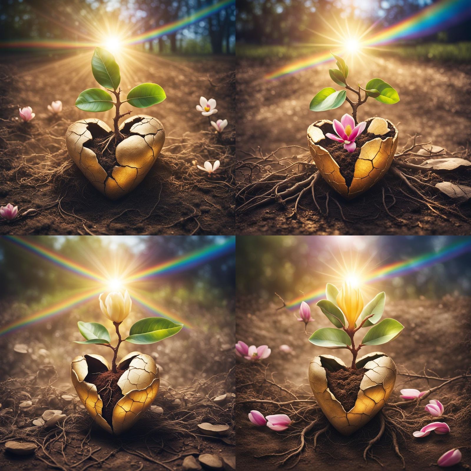 Cracked Seed Pod with Magnolia in Sunlight