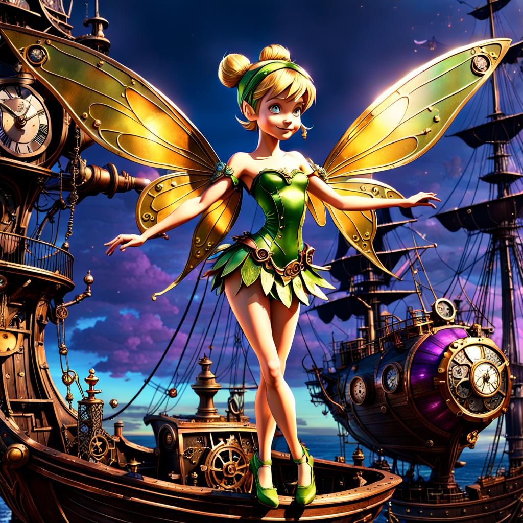 Tinkerbell with Steampunk Wings: Dark Fantasy Art