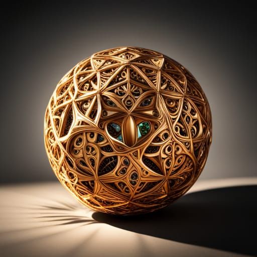 Golden Filigree Ball with Intricate Lace Details