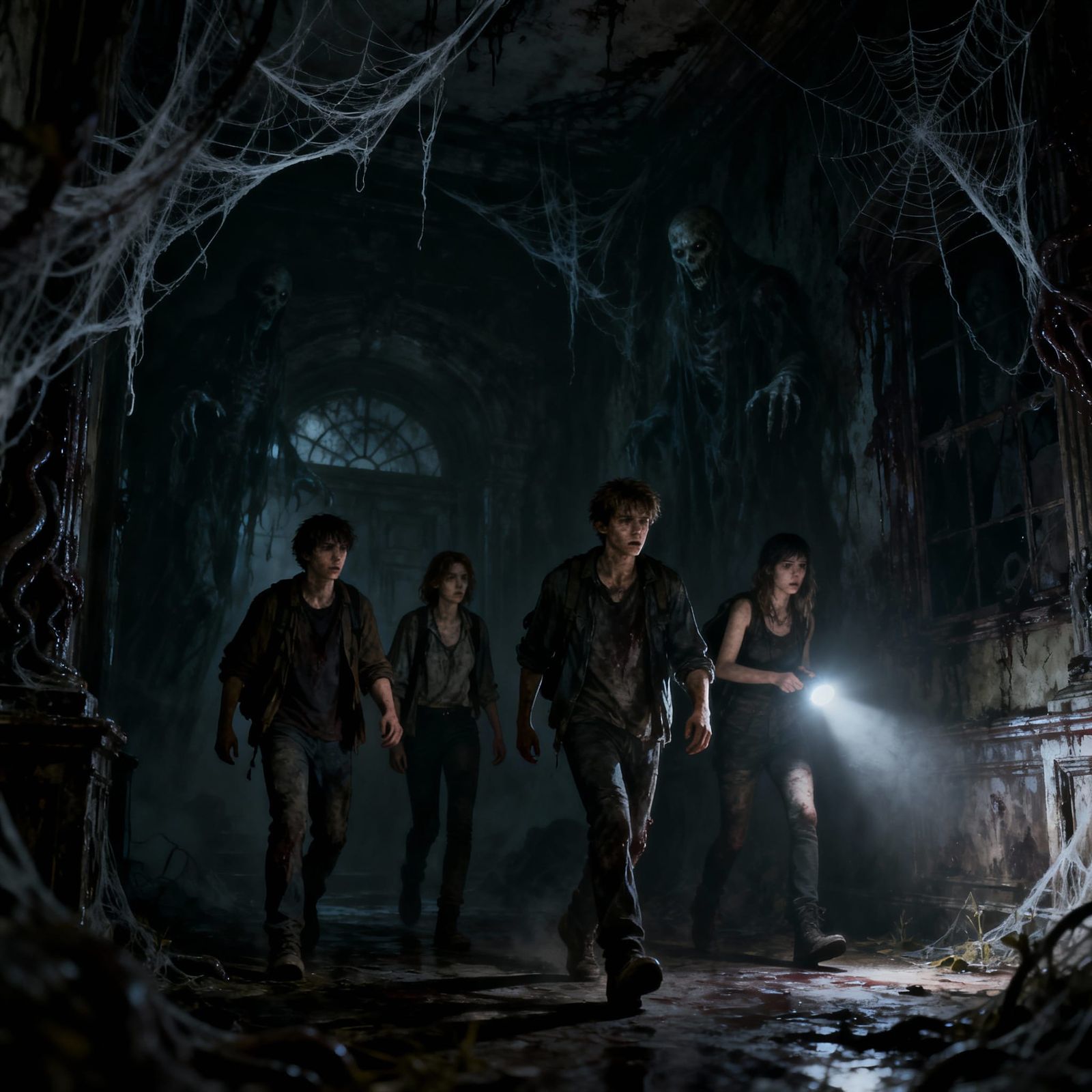 Friends Explore Haunted Mansion in Survival Horror Style