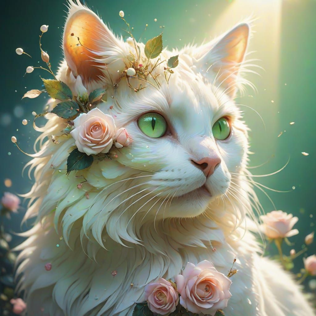 Enchanted Green Eyes in Ethereal Sunrise Light