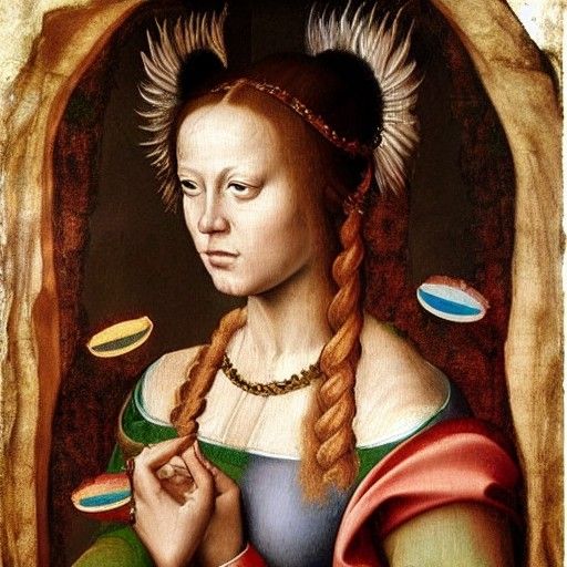 Renaissance Woman with Rainbow Dragon Painting
