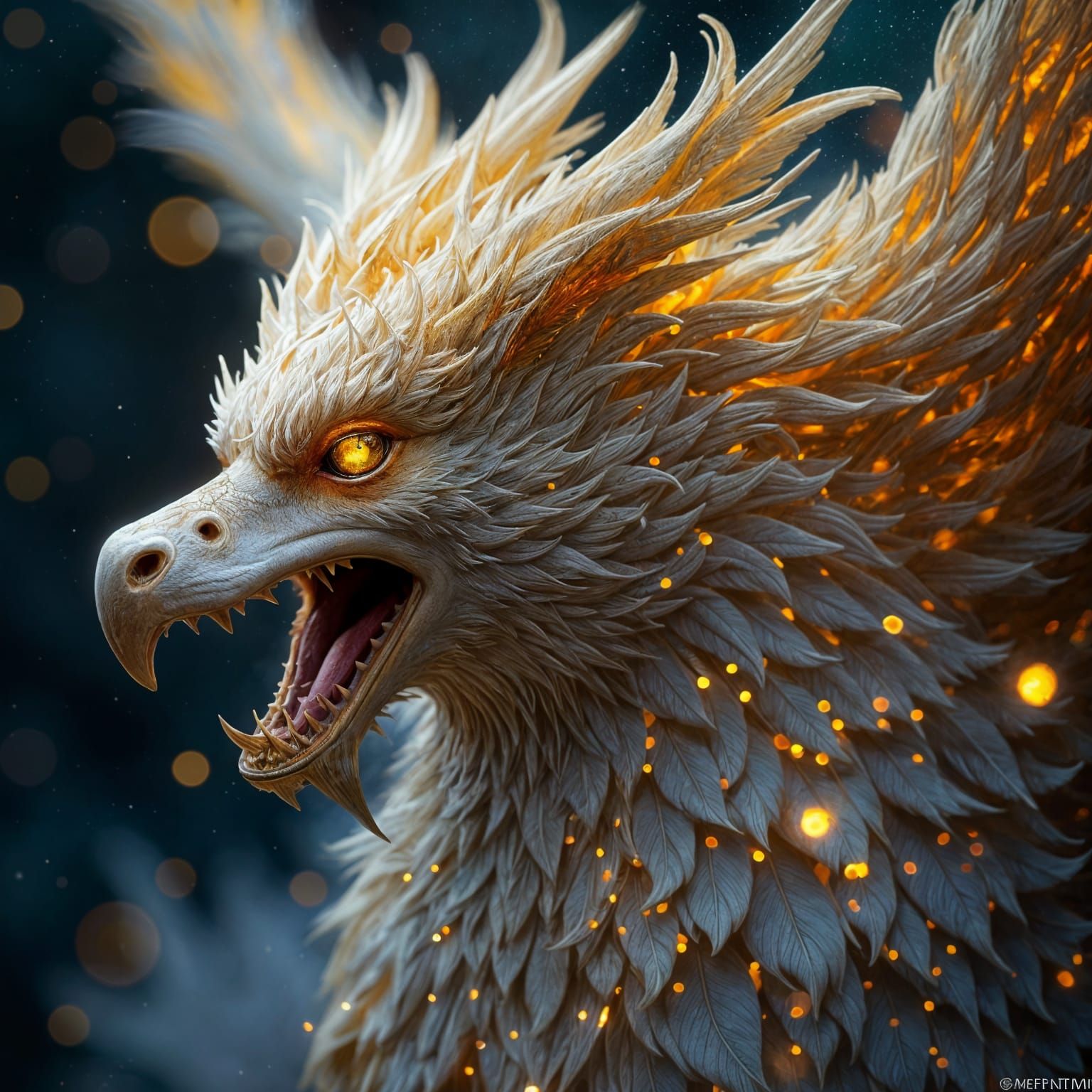 Majestic Griffin Roaring Silently in Art Nouveau Style