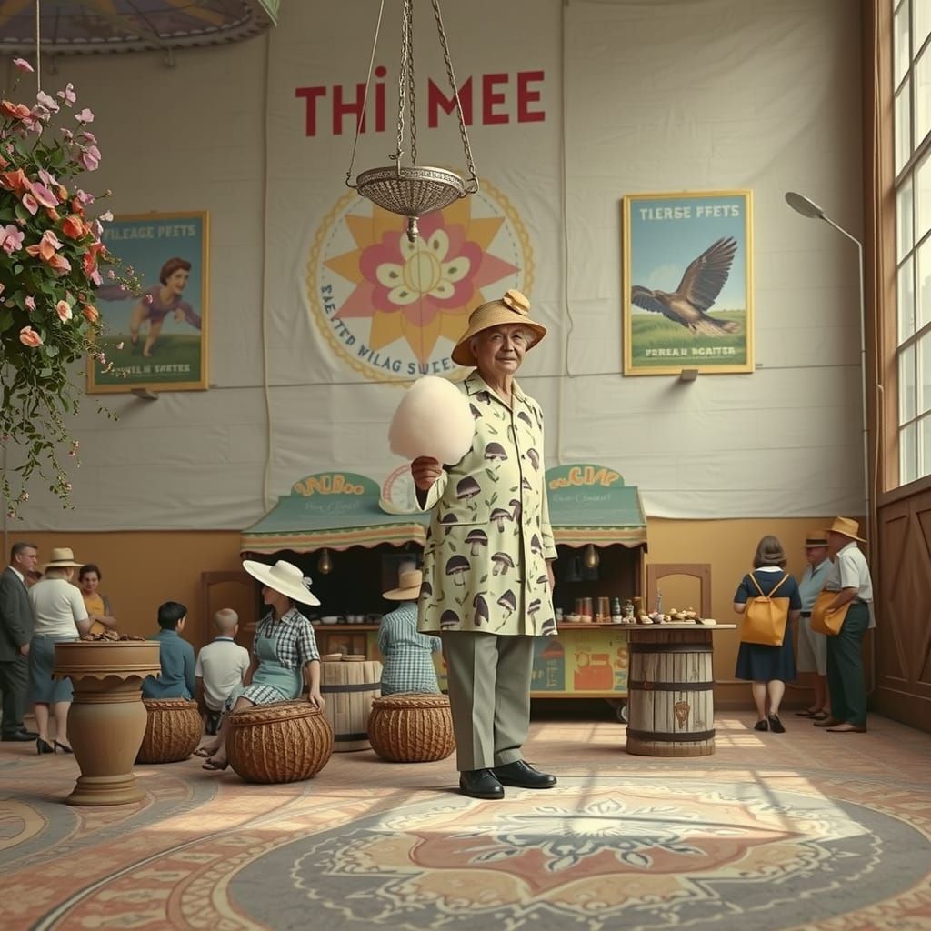 1930s Village Fete with Mushroom Prints