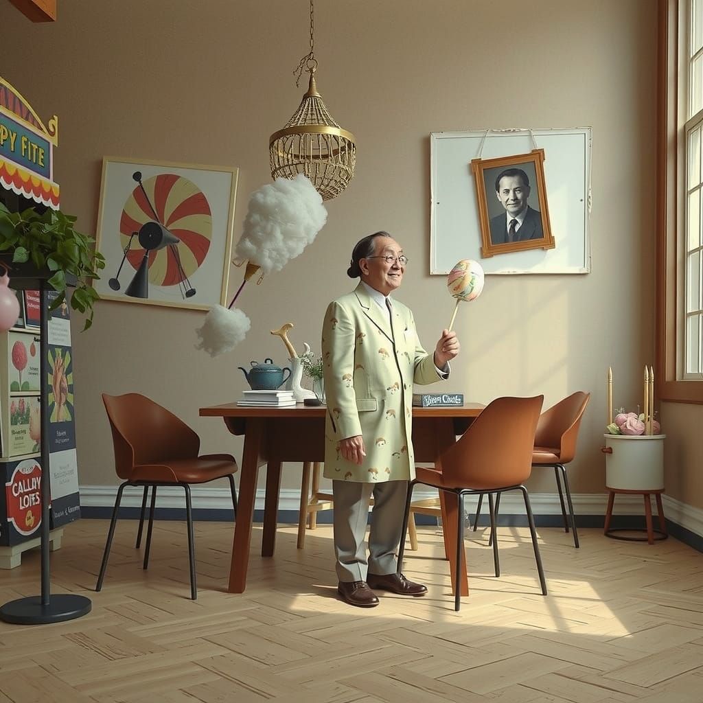 Joyful Village Fete Scene with Colorful Stalls and Rides