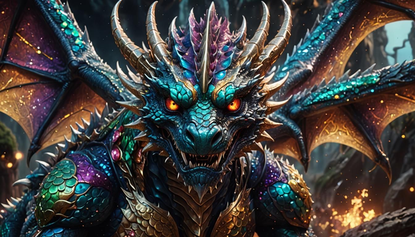 Holographic Astral Dragon in Detailed Matte Painting