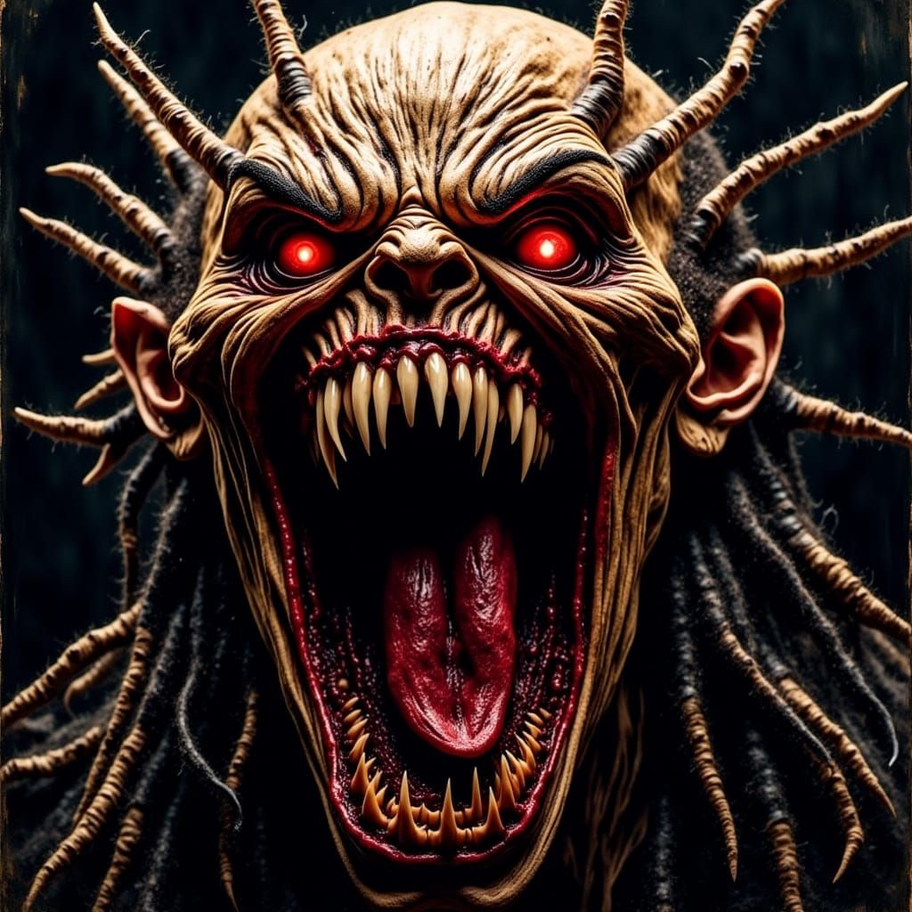 Visceral Creature Mid-Scream in Vivid Chiaroscuro