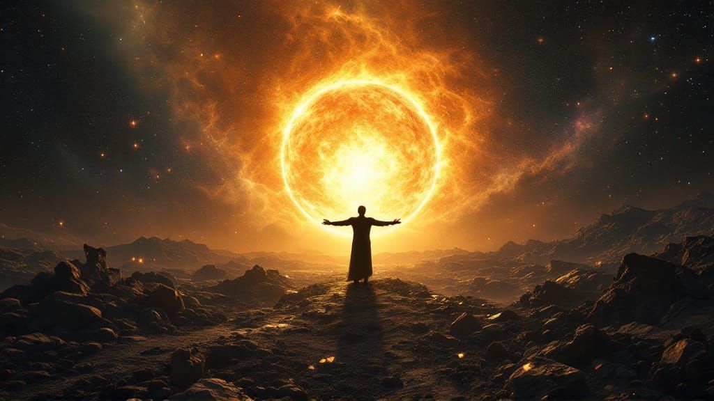 Cosmic Rebirth in a Shattered World, Inspired by Devin Towns...