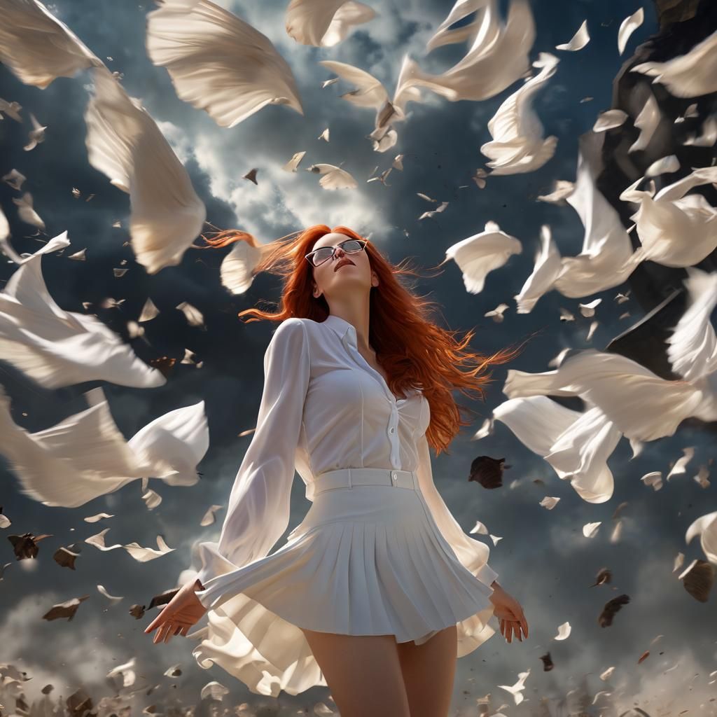 Fantasy Art of a Red-Haired Sorceress Casting Spell